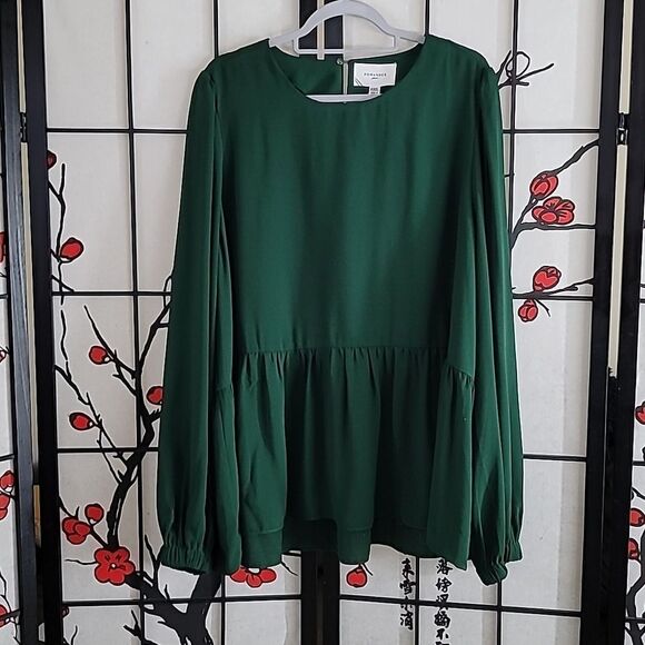 Pomander Place NWT blHunter Green Carlota Peplum Blouse - Picture 2 of 12